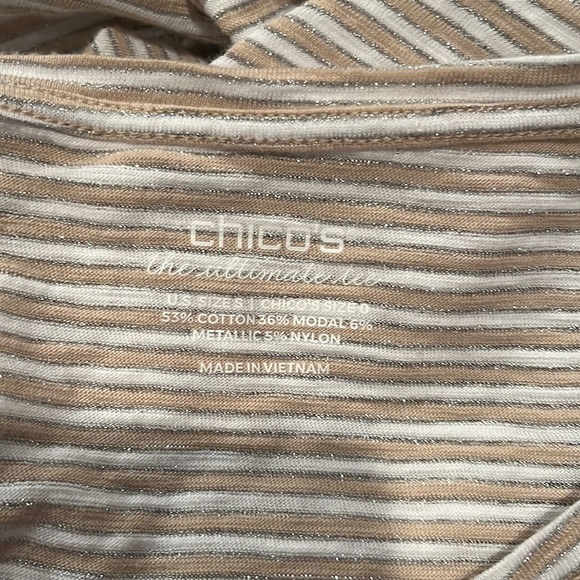 Chico’s  Gold & Silver Striped Long Sleeve Tunic - Picture 5 of 5